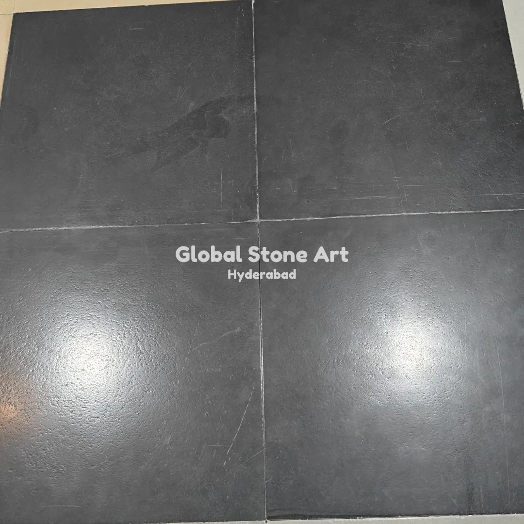Kadappa Black Limestone Tiles - Honed Satin Finish
